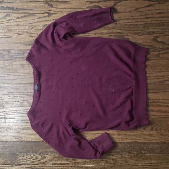 Ann Taylor Factory 3/4 Sleeve Burgundy Women’s Sweater - Picture 1 of 10